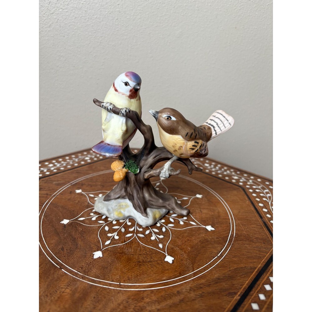 Vintage Ceramic Bird On Branch Figurine